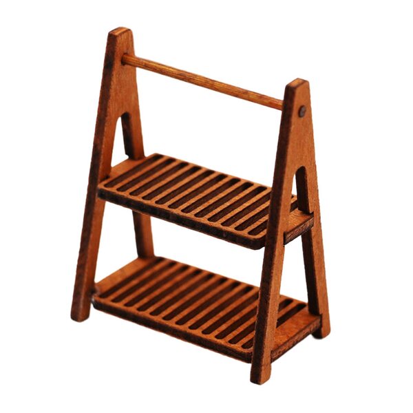 Mini stand in legno a due livelli per scenografie 1/6 1/12 colore marrone scuro