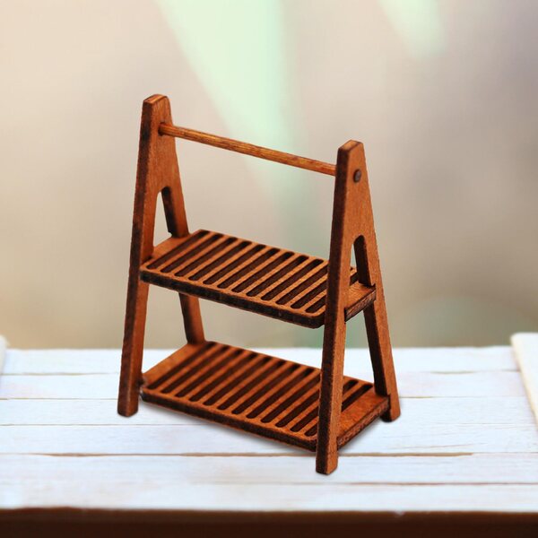 Mini stand in legno a due livelli per scenografie 1/6 1/12 colore marrone scuro