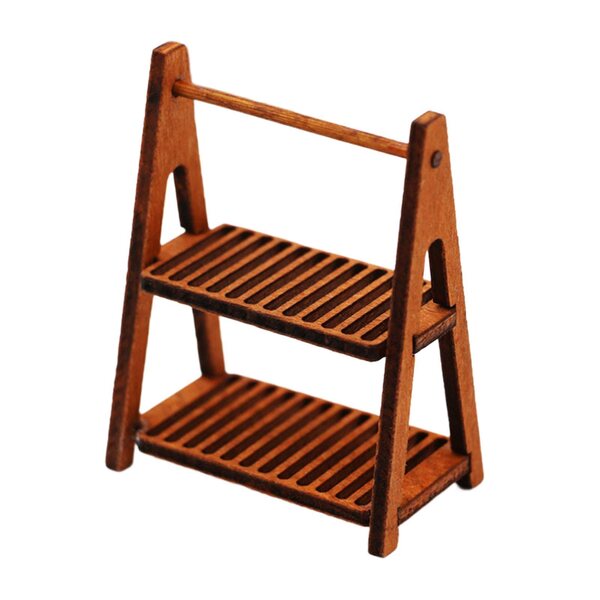 Mini stand in legno a due livelli per scenografie 1/6 1/12 colore marrone scuro