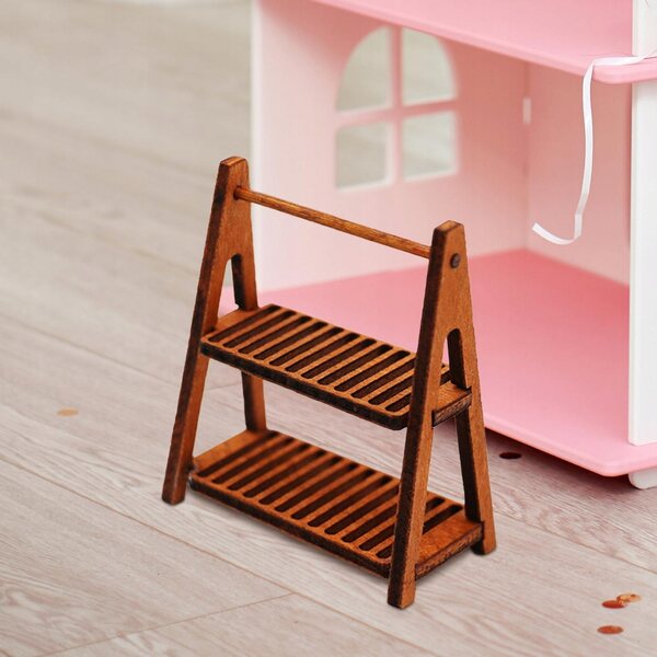 Mini stand in legno a due livelli per scenografie 1/6 1/12 colore marrone scuro
