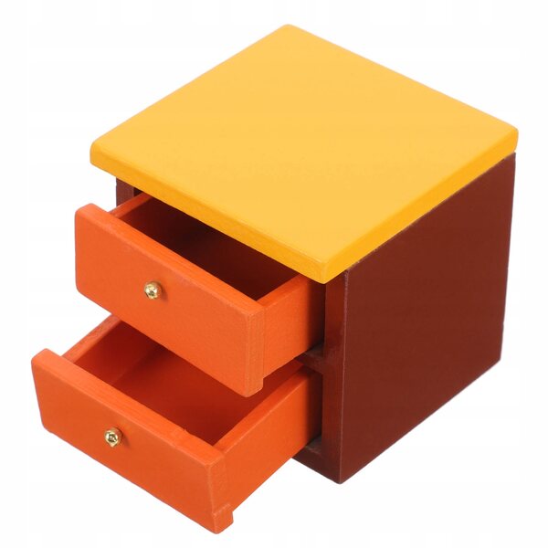 Modello Miniatura Comodino in Legno Multicolore per Bambini e Decorazioni