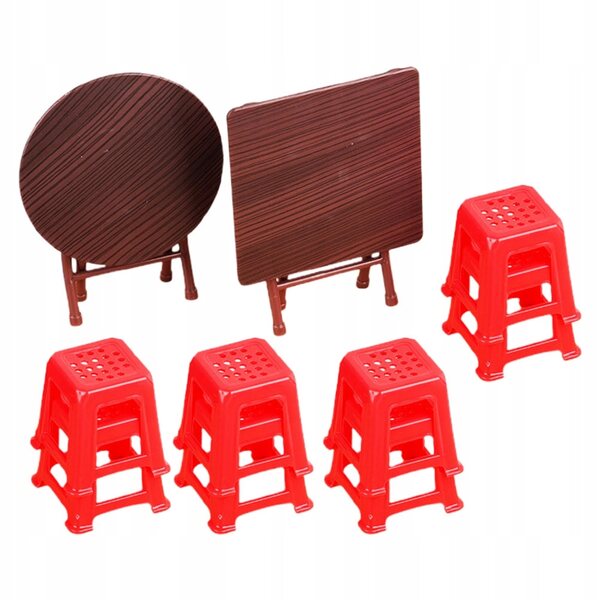 Miniatur-Set aus Vintage-Kunststofftisch und Stühlen für Puppenhäuser