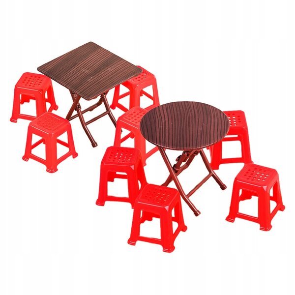 Set Miniatura Tavolo e Sedie Vintage in Plastica per Casa delle Bambole
