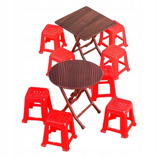 Set Miniatura Tavolo e Sedie Vintage in Plastica per Casa delle Bambole