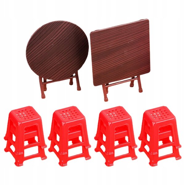 Set Miniatura Tavolo e Sedie Vintage in Plastica per Casa delle Bambole