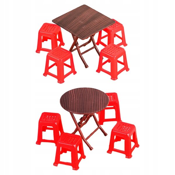 Set Miniatura Tavolo e Sedie Vintage in Plastica per Casa delle Bambole