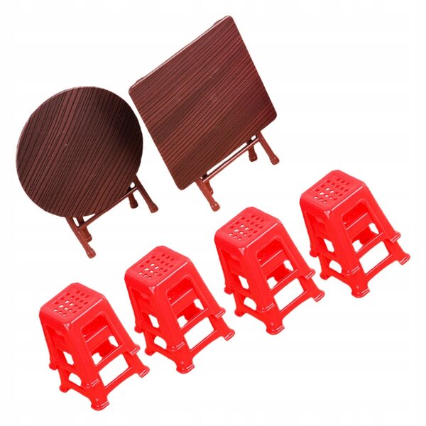 Set Miniatura Tavolo e Sedie Vintage in Plastica per Casa delle Bambole