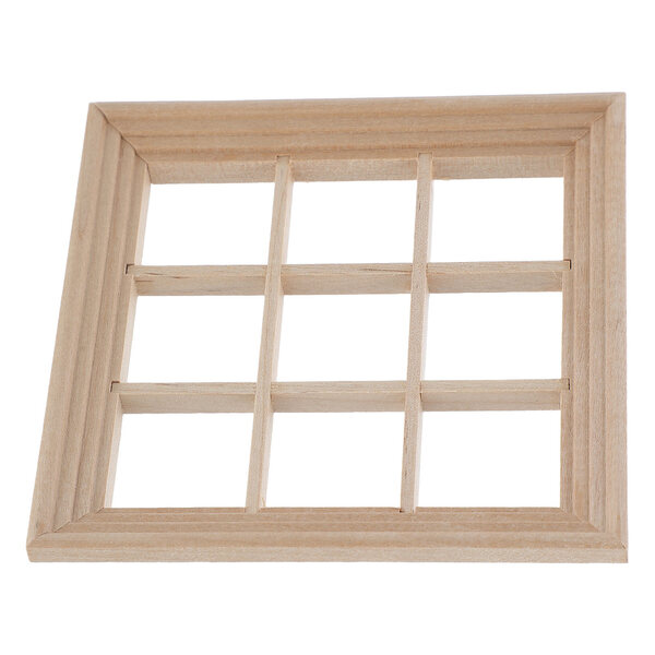 BEŻOWA DREWNIANA RAMKA OKIENNA DO DOMKU DLA LALEK DIY DEKORACJA