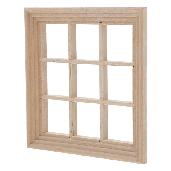 BEŻOWA DREWNIANA RAMKA OKIENNA DO DOMKU DLA LALEK DIY DEKORACJA