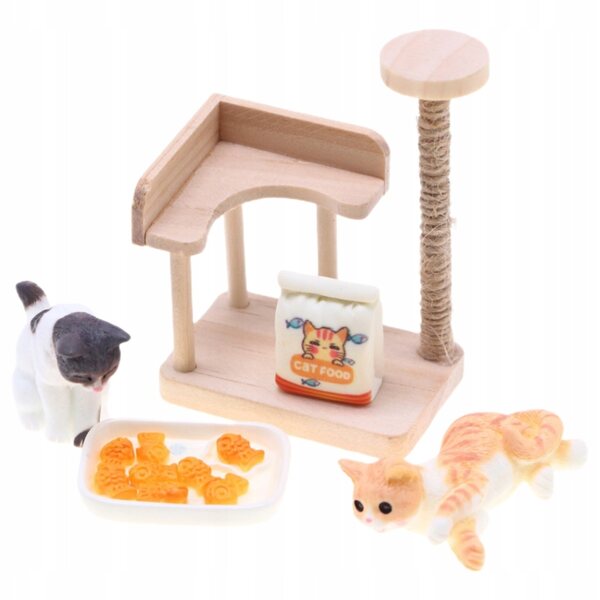 Miniatura gatti in legno per decorazioni e case di bambole 7x5,5x4 cm