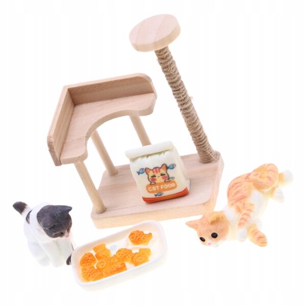 Miniatura gatti in legno per decorazioni e case di bambole 7x5,5x4 cm