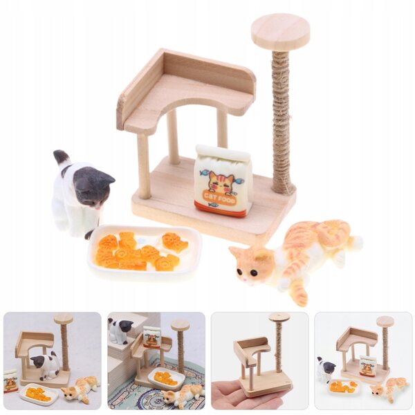 Miniatura gatti in legno per decorazioni e case di bambole 7x5,5x4 cm