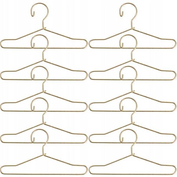 Mini set 10 appendini in metallo dorato per abiti delle bambole 6,5x3,5 cm