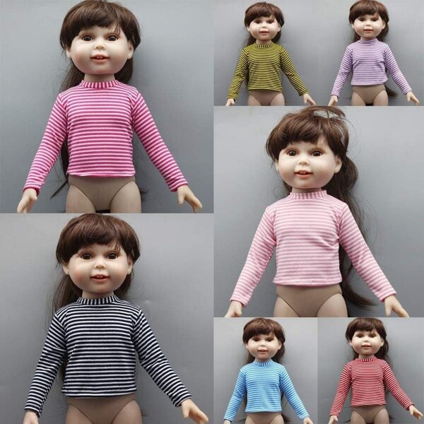 Gestreiftes Langarm-T-Shirt für 46 cm große amerikanische Puppen, Modekleidung