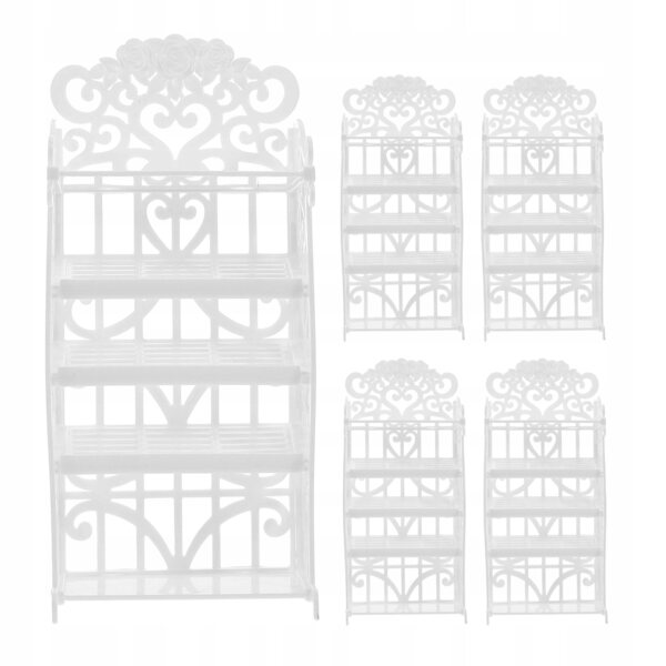 Set da 5 mini scaffali bianchi in plastica per scarpe delle bambole, accessori realistici