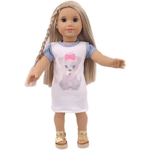 Kurzärmliges Kleid mit siamesischem Hundeaufdruck für 46 cm große Puppen. Modeaccessoires