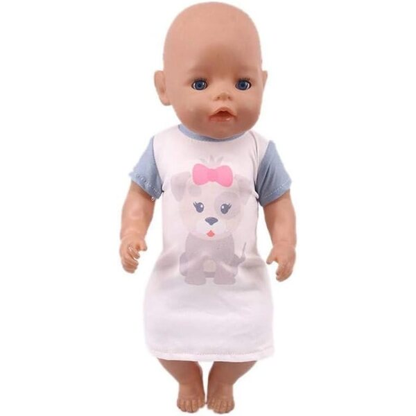 Kurzärmliges Kleid mit siamesischem Hundeaufdruck für 46 cm große Puppen. Modeaccessoires