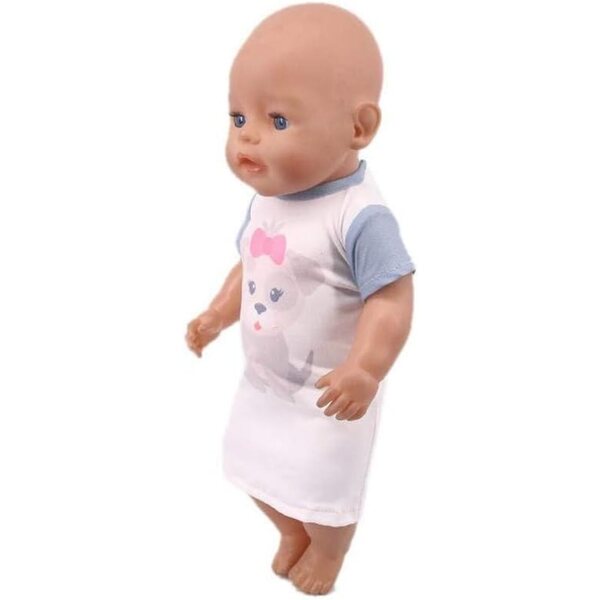 Kurzärmliges Kleid mit siamesischem Hundeaufdruck für 46 cm große Puppen. Modeaccessoires