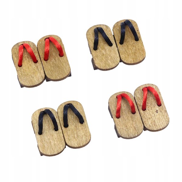4 Stück Drewniaki aus Holz für Puppenhaus im Maßstab 1:12, traditionelle japanische Accessoires