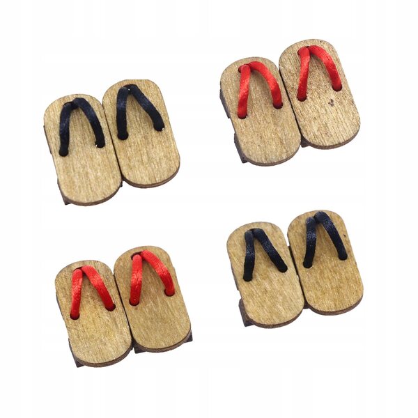 4 Stück Drewniaki aus Holz für Puppenhaus im Maßstab 1:12, traditionelle japanische Accessoires