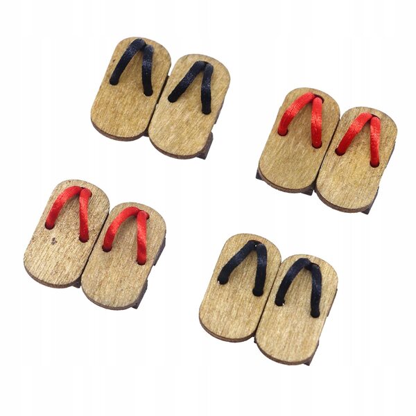 4 Stück Drewniaki aus Holz für Puppenhaus im Maßstab 1:12, traditionelle japanische Accessoires