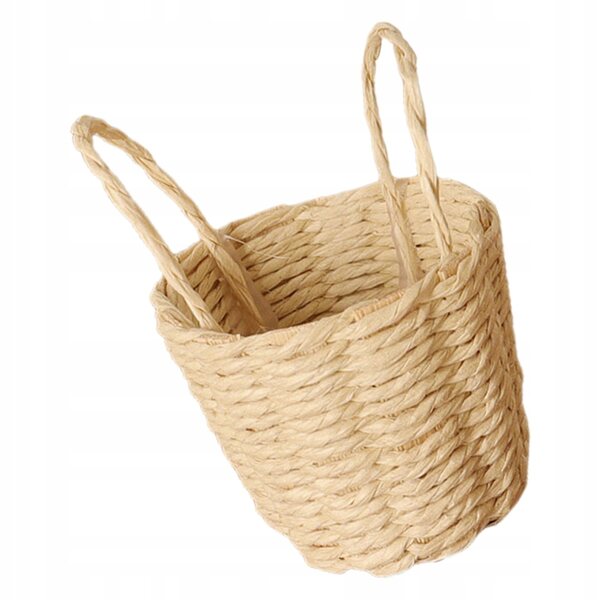 Mini Cestino Intrecciato in Paglia Naturale per Case delle Bambole 5x4x3 cm