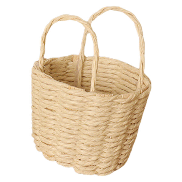 Mini Cestino Intrecciato in Paglia Naturale per Case delle Bambole 5x4x3 cm
