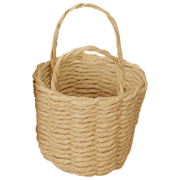 Mini Cestino Intrecciato in Paglia Naturale per Case delle Bambole 5x4x3 cm