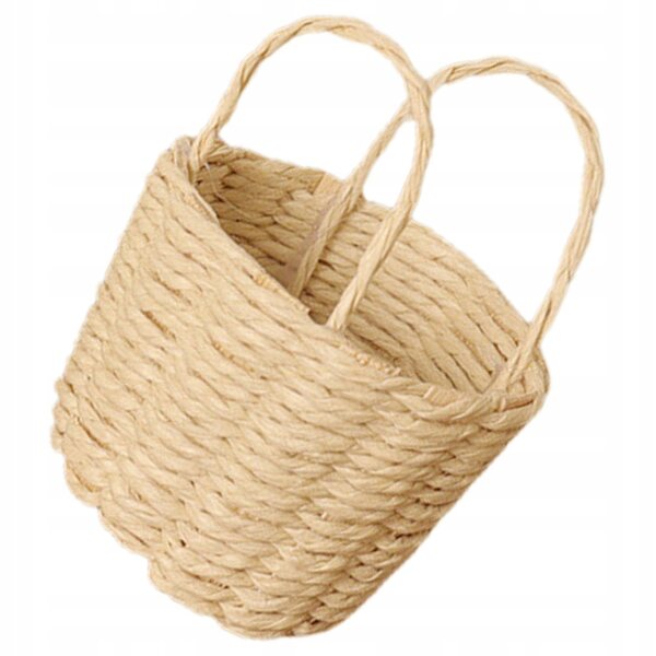 Mini Cestino Intrecciato in Paglia Naturale per Case delle Bambole 5x4x3 cm