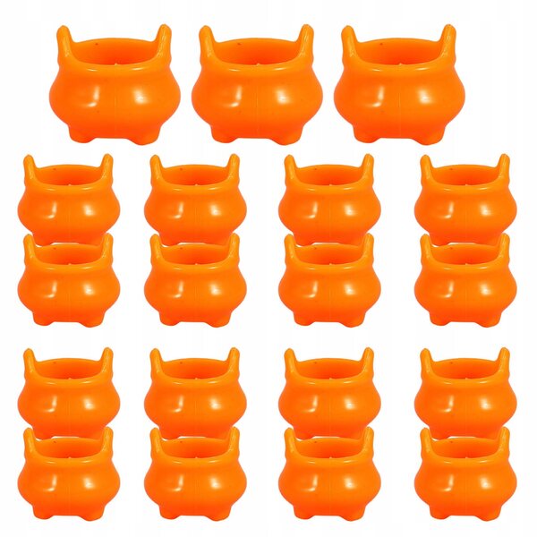 20 Mini-Kunststoffkessel für Halloween-Dekorationen, orange, 1,9 x 1,9 x 1,7 cm