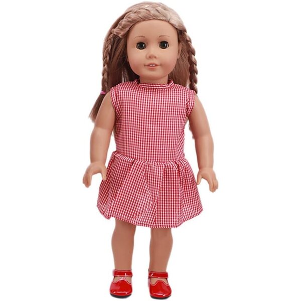 Abito a Quadri Rossi per Bambola 46 cm - Costume Casual con Accessori
