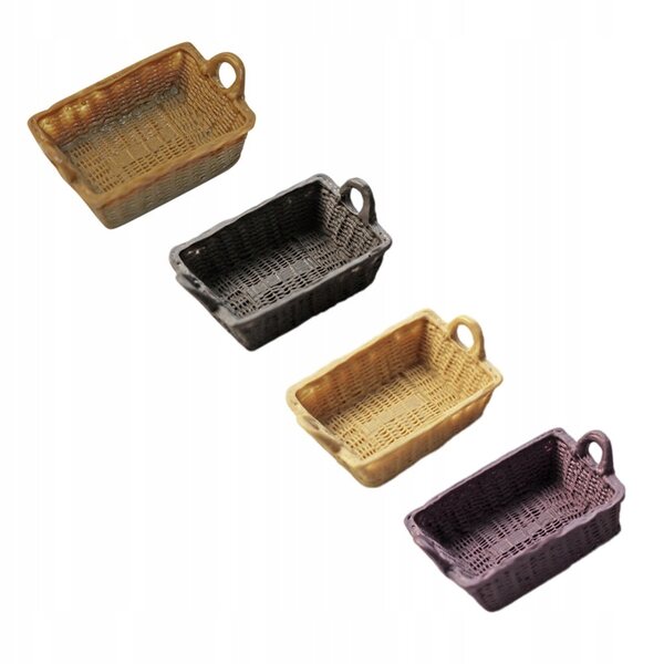 Set 4 Mini Cestini in Resina per Decorazioni Miniature Realistiche