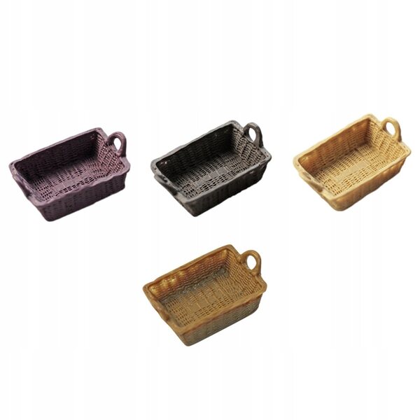 Set 4 Mini Cestini in Resina per Decorazioni Miniature Realistiche