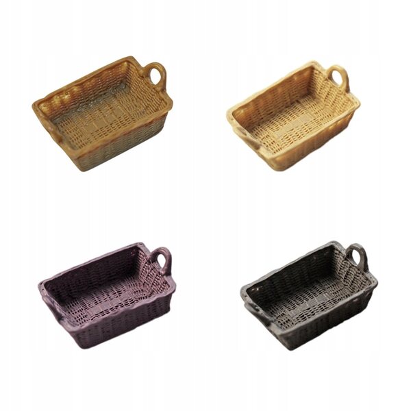 Set 4 Mini Cestini in Resina per Decorazioni Miniature Realistiche