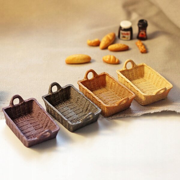 Set 4 Mini Cestini in Resina per Decorazioni Miniature Realistiche