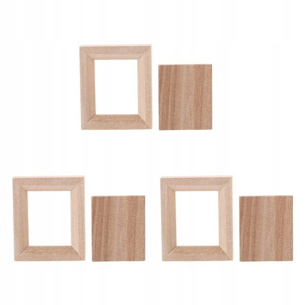 Set 3 Mini Cornici in Legno per Casa delle Bambole e Decorazioni Miniatura