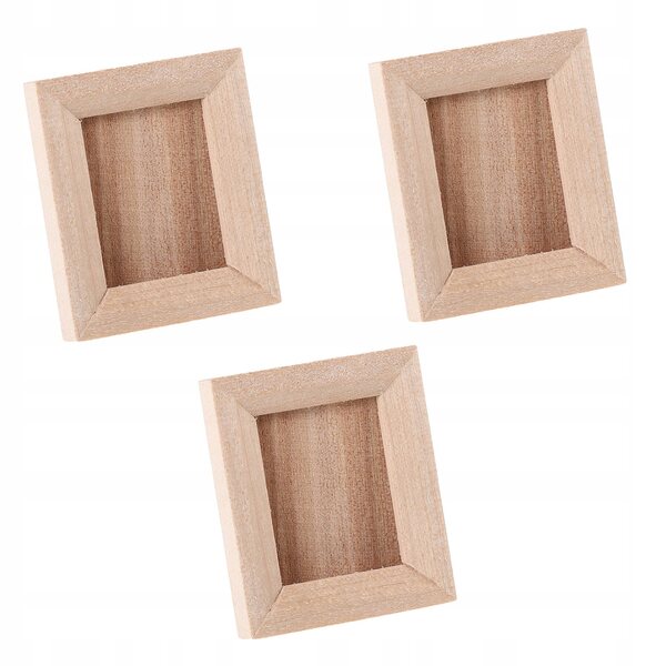 Set 3 Mini Cornici in Legno per Casa delle Bambole e Decorazioni Miniatura