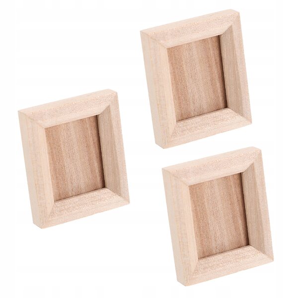 Set 3 Mini Cornici in Legno per Casa delle Bambole e Decorazioni Miniatura