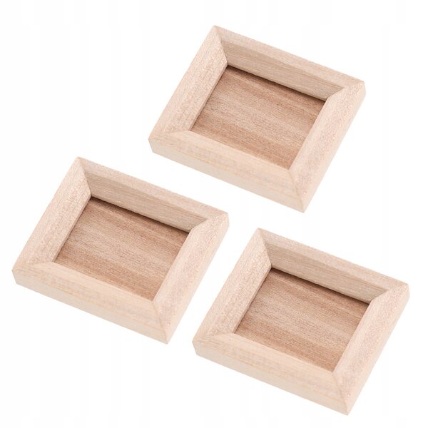 Set 3 Mini Cornici in Legno per Casa delle Bambole e Decorazioni Miniatura