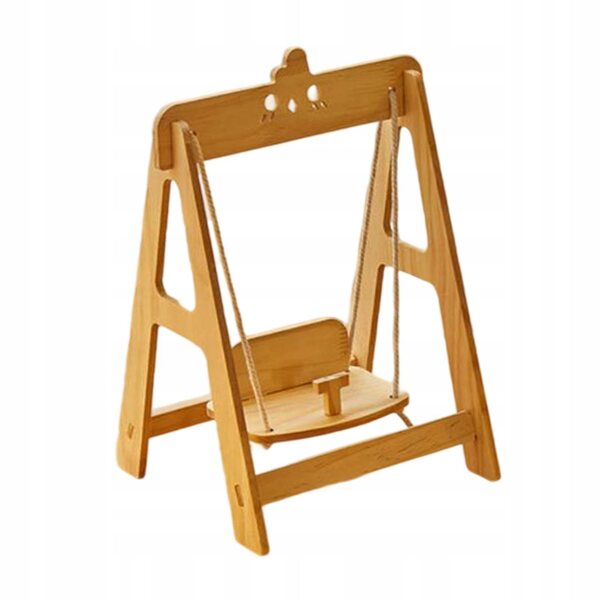 Holzschaukel für Puppen mit verstellbarem Seil, Fotospielzubehör