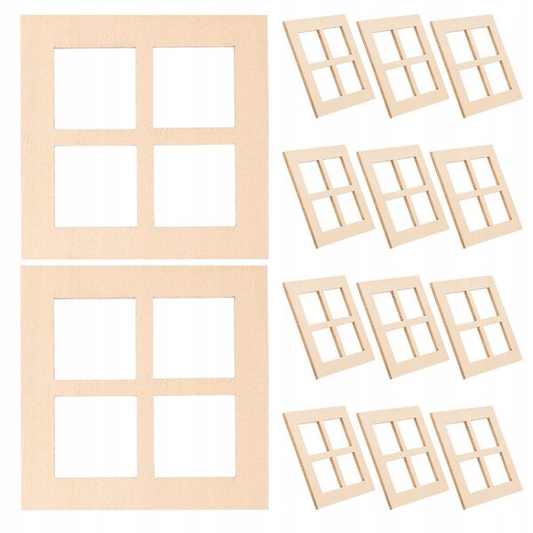 30 Fensterrahmen aus Holz für Puppenhaus-Miniaturen, 4 Gläser