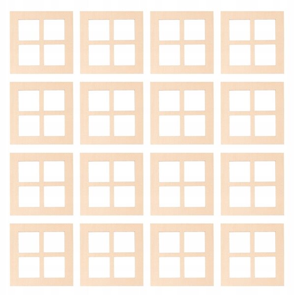 30 Fensterrahmen aus Holz für Puppenhaus-Miniaturen, 4 Gläser