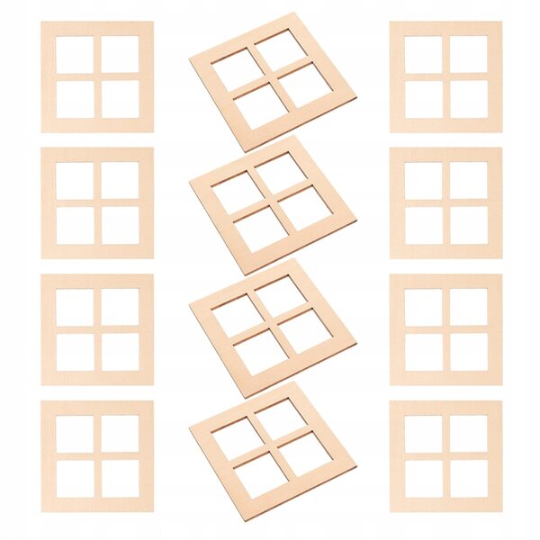30 Fensterrahmen aus Holz für Puppenhaus-Miniaturen, 4 Gläser