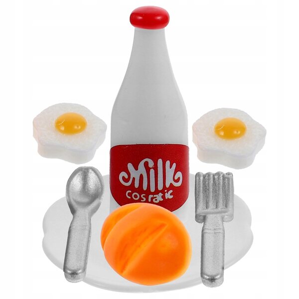 Set Miniature Per Casa Delle Bambole Uova e Latte in Resina Decorativo