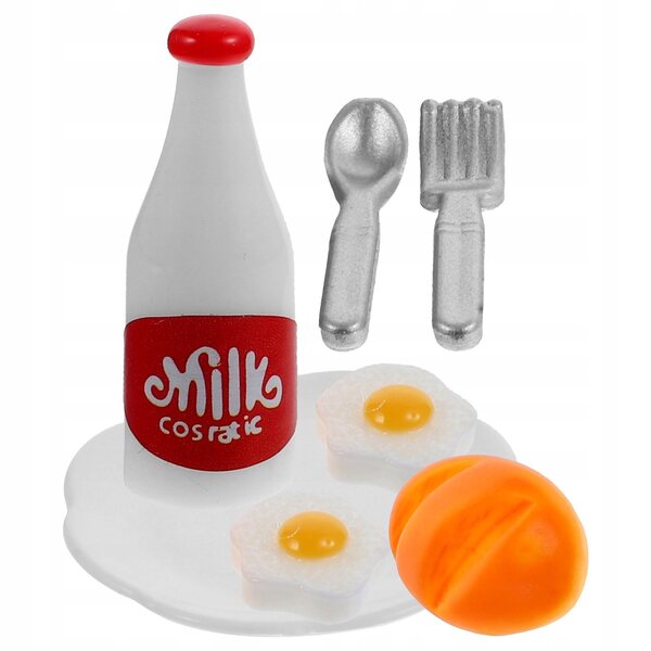 Set Miniature Per Casa Delle Bambole Uova e Latte in Resina Decorativo