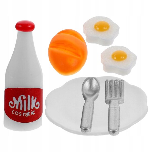 Set Miniature Per Casa Delle Bambole Uova e Latte in Resina Decorativo