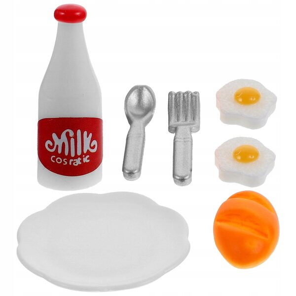 Set Miniature Per Casa Delle Bambole Uova e Latte in Resina Decorativo