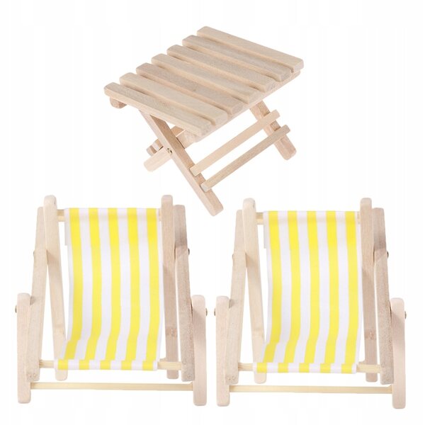 Set Miniature Sedie Pieghievoli in Legno con Tessuto per Casa delle Bambole