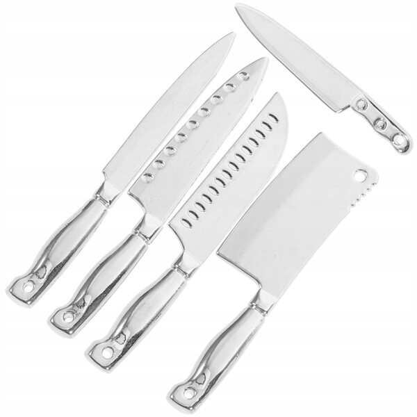 Set 5 Miniature Accessori Cucina in Metallo per Casa delle Bambole, Argento