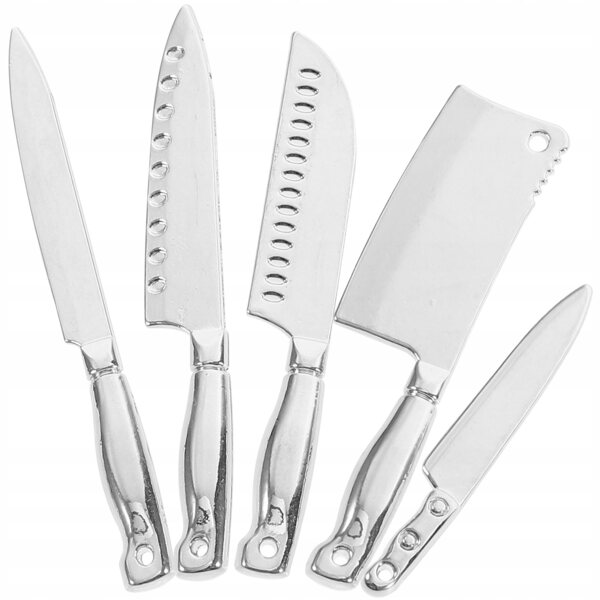 Set 5 Miniature Accessori Cucina in Metallo per Casa delle Bambole, Argento
